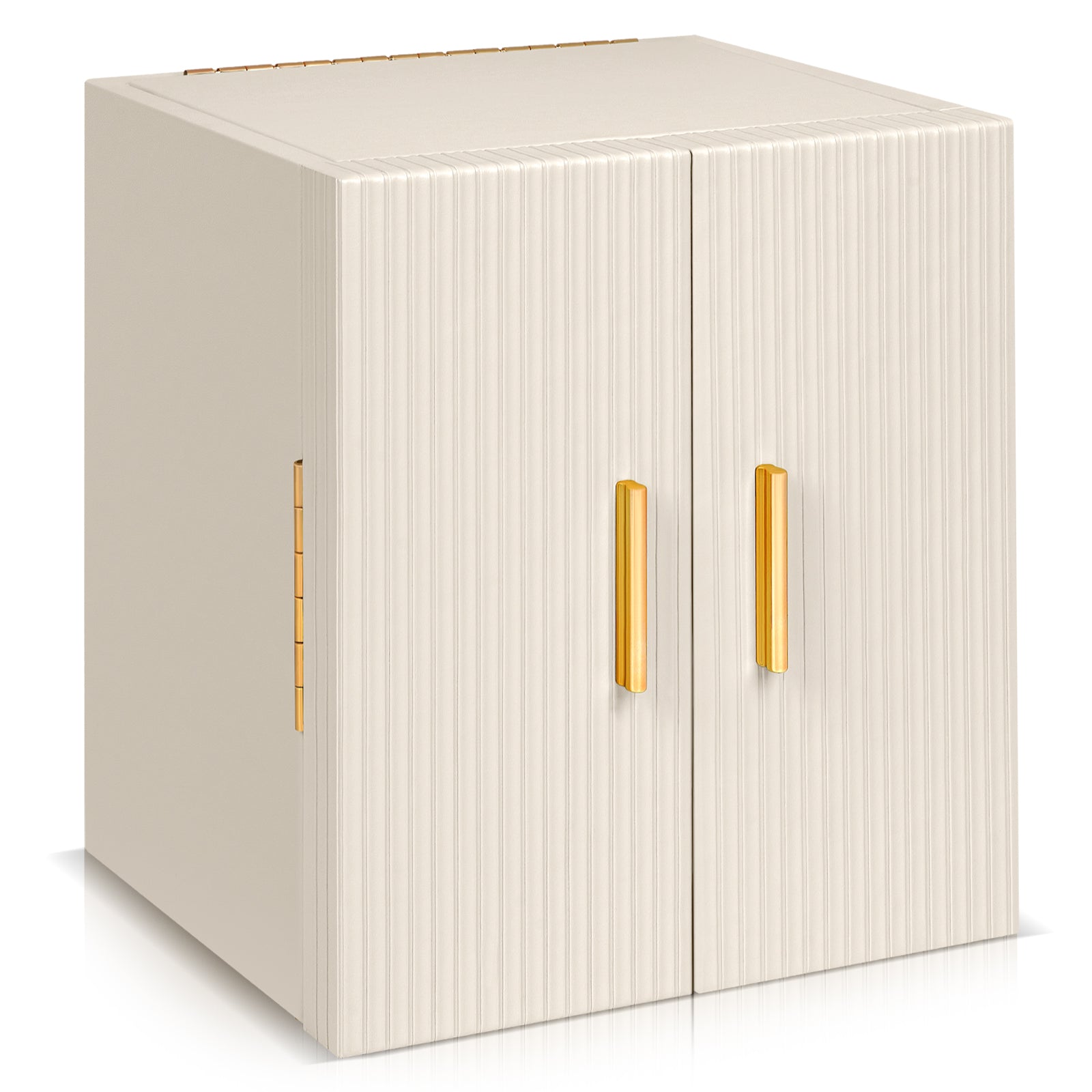 Double-door multi-functional jewelry storage box with a mirror