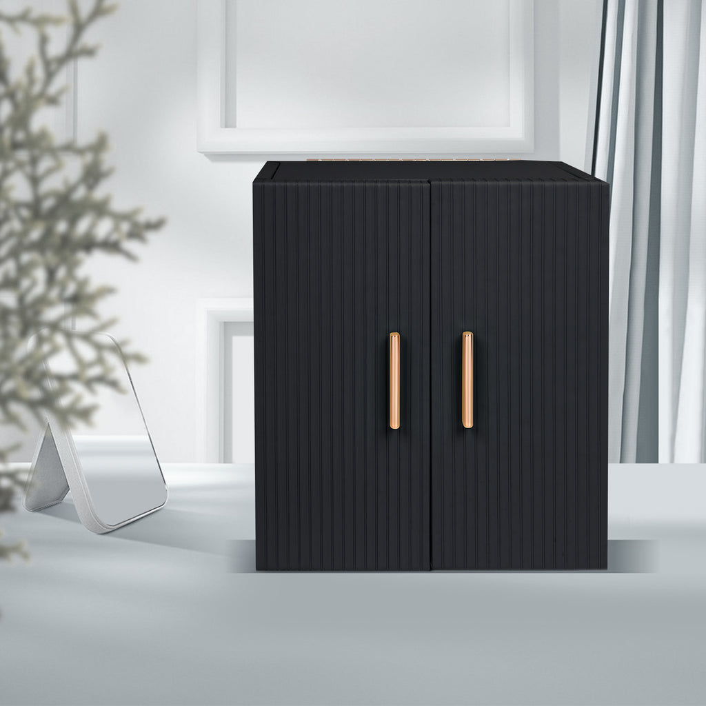 Double-door multi-functional jewelry storage box with a mirror