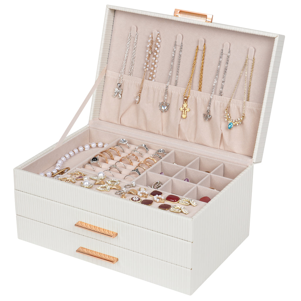 3-layer jewelry storage box with two drawers