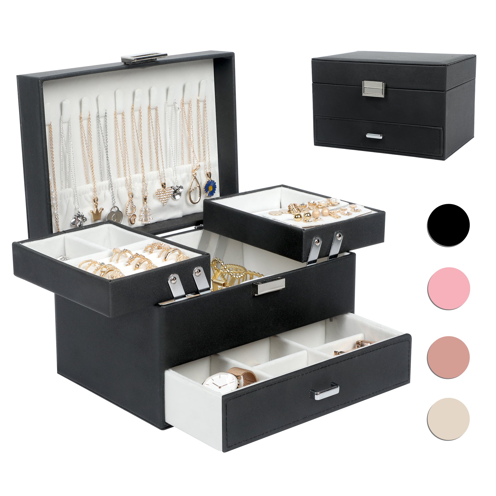 Expandable and compact jewelry storage box