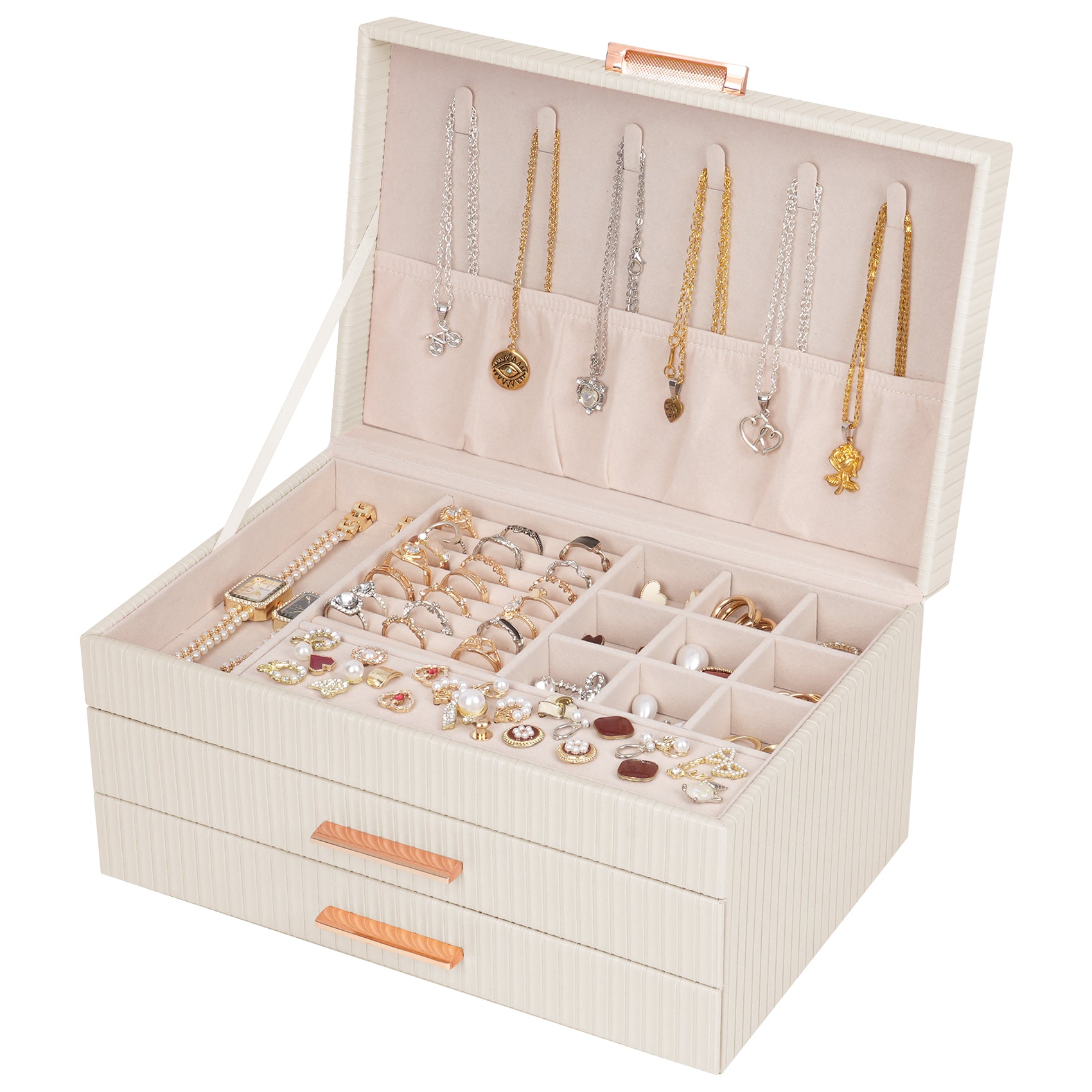 3-layer jewelry storage box with two drawers