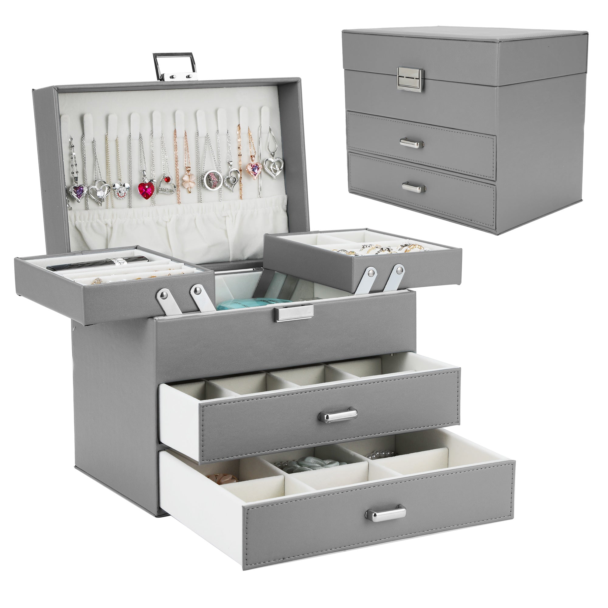 Compact Jewelry Organizer with Smart Layout(Silver)
