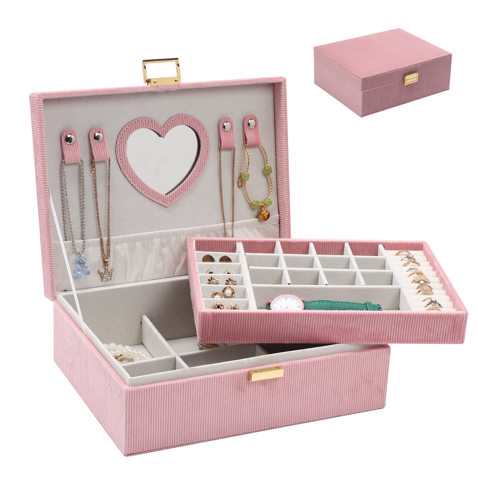 2-Layer Large Capacity Velvet Jewelry Organizer Box