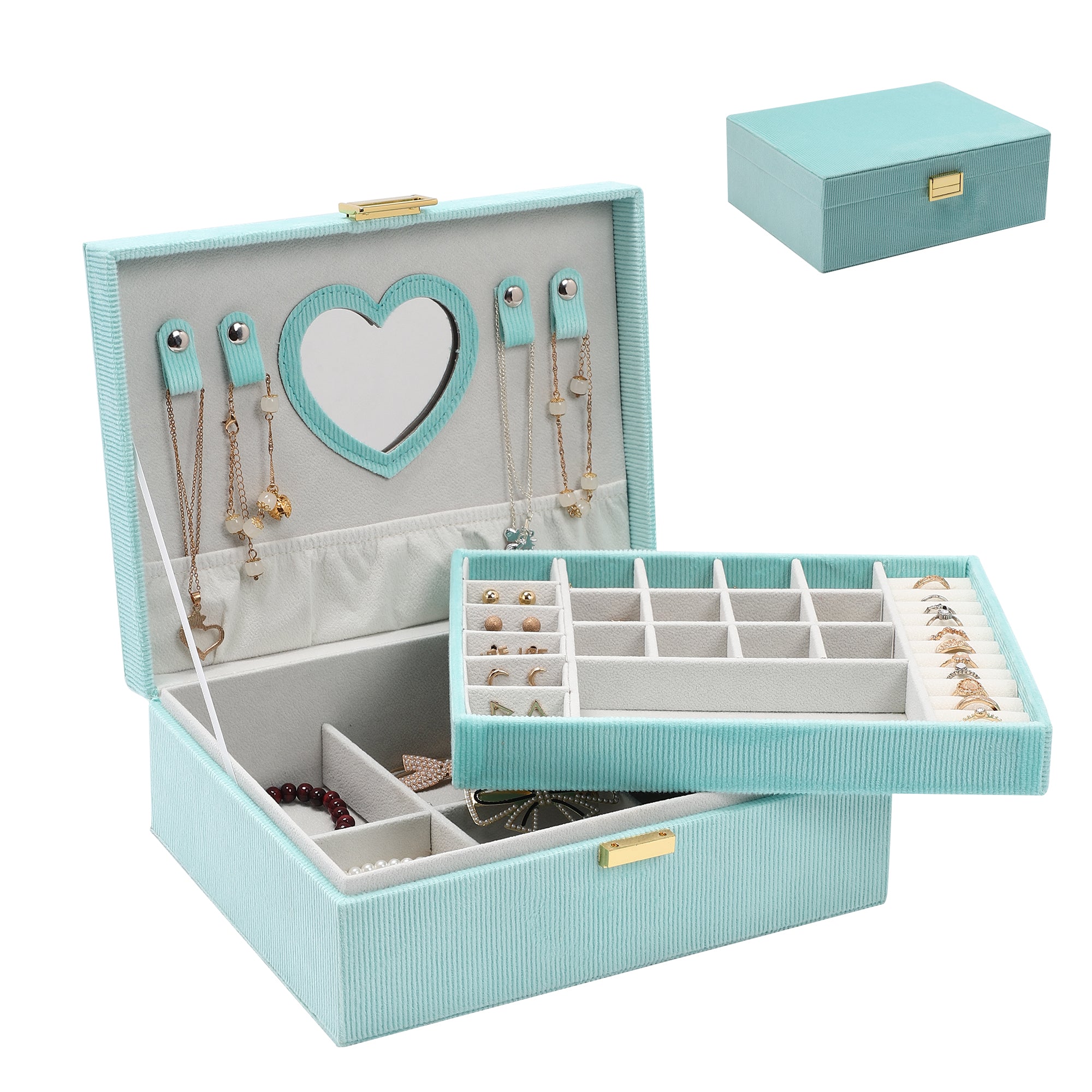 2-Layer Large Capacity Velvet Jewelry Organizer Box