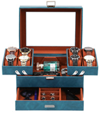 3-Layer PU Leather Watch Display Case with Movable Trays