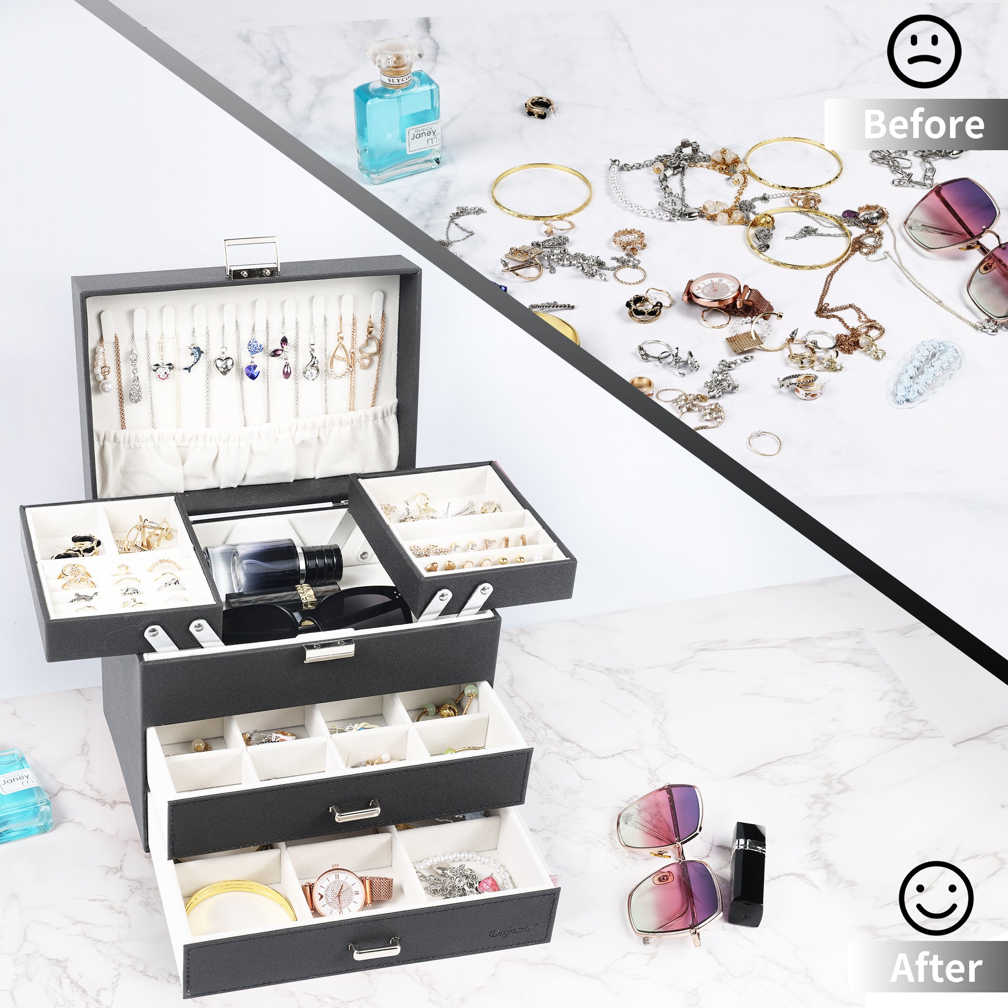 Compact Jewelry Organizer with Smart Layout(Silver)