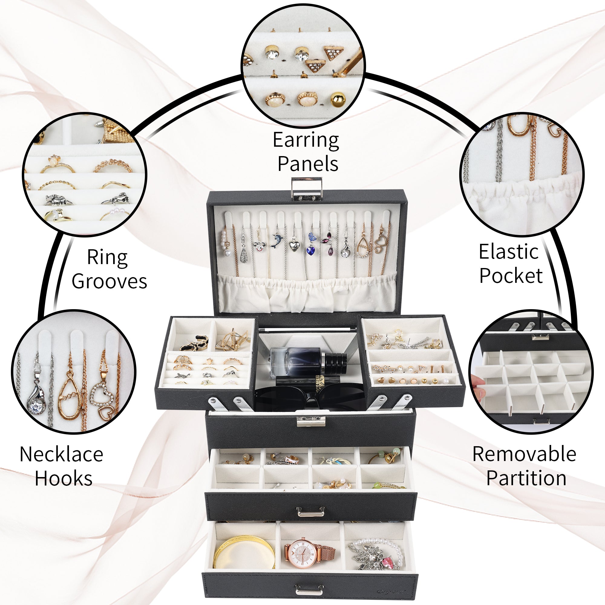 Compact Jewelry Organizer with Smart Layout(Silver)
