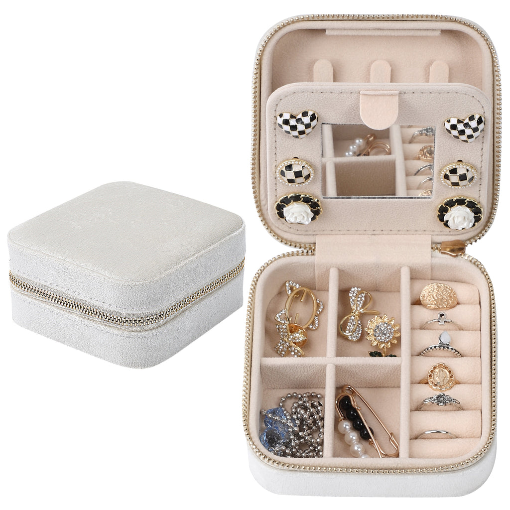 Mini three-layer jewelry storage box with a mirror