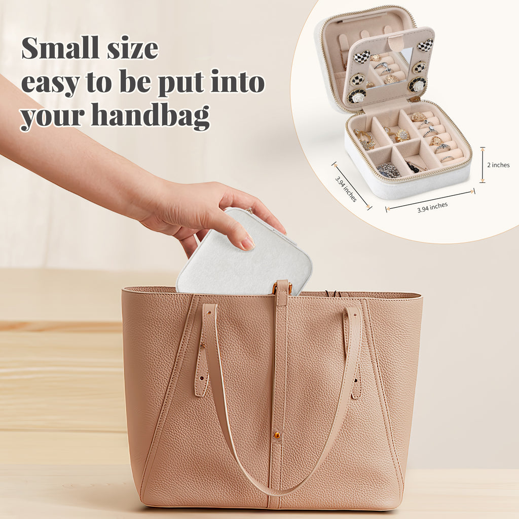 Mini three-layer jewelry storage box with a mirror