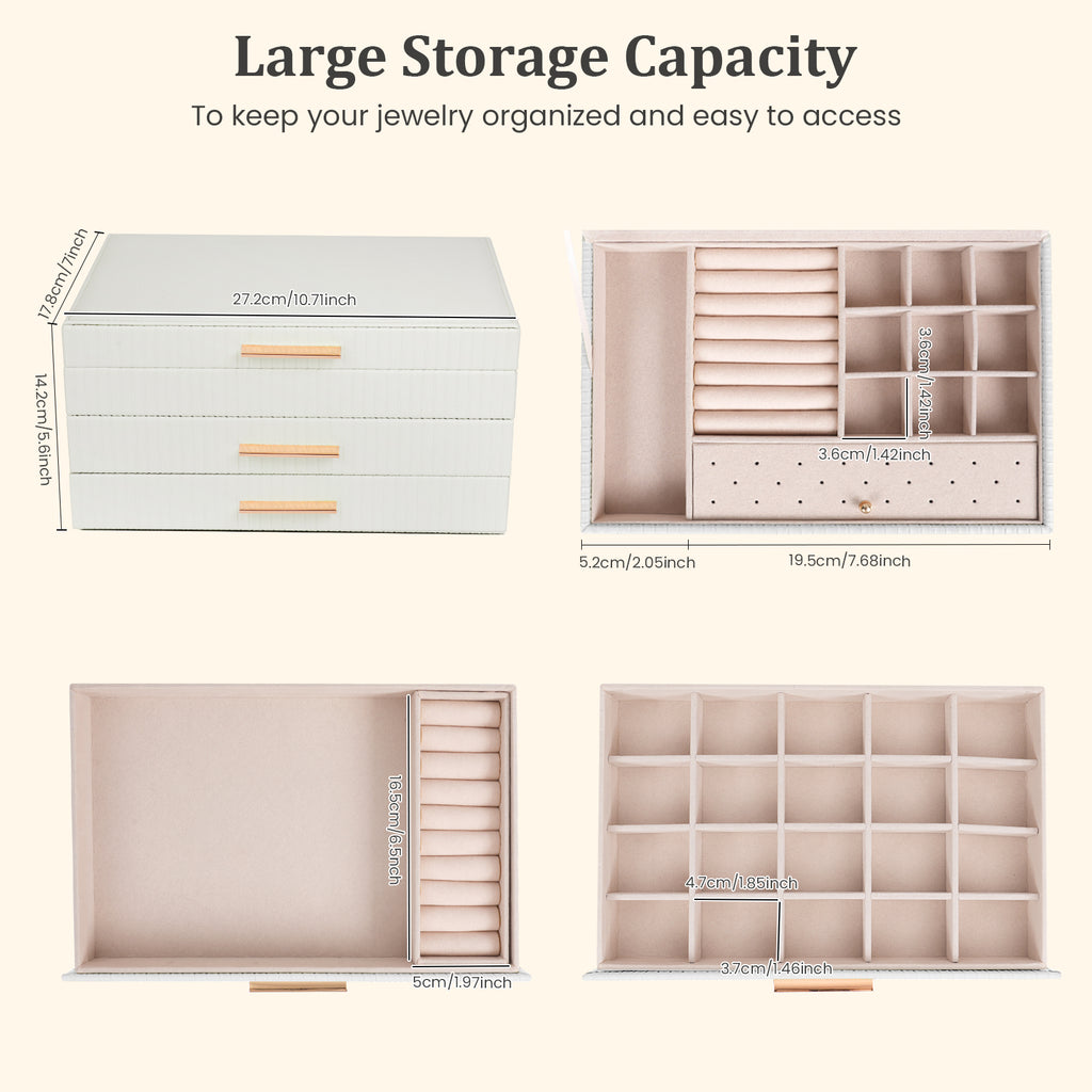 3-layer jewelry storage box with two drawers