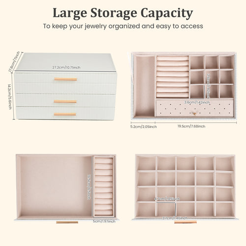 3-layer jewelry storage box with two drawers