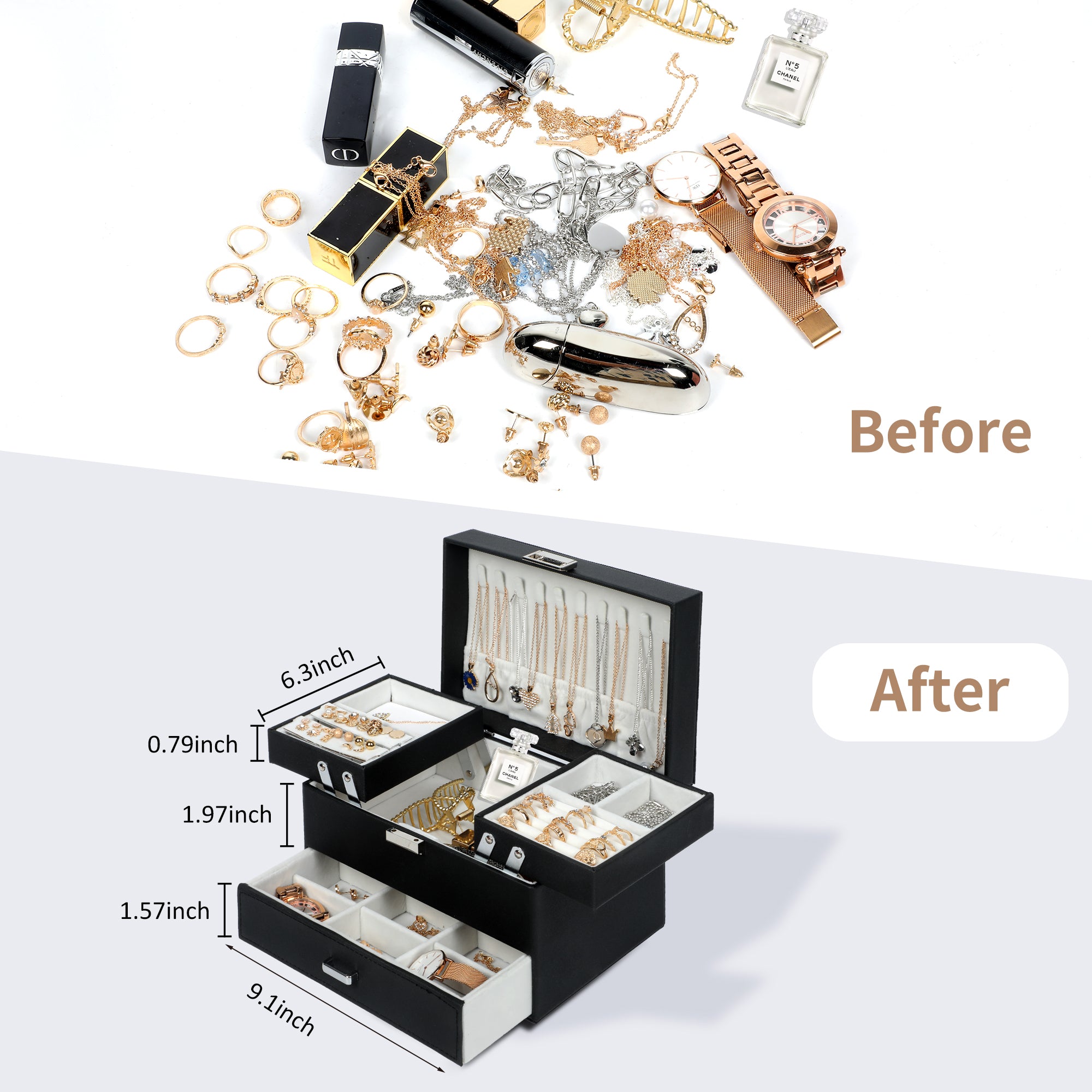 Expandable and compact jewelry storage box