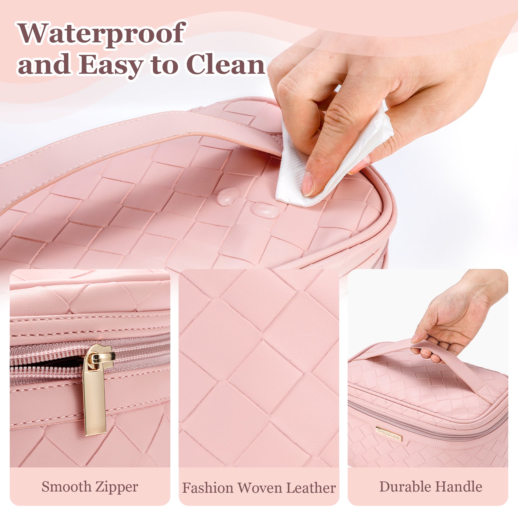 Waterproof PU leather large-capacity travel cosmetic bag