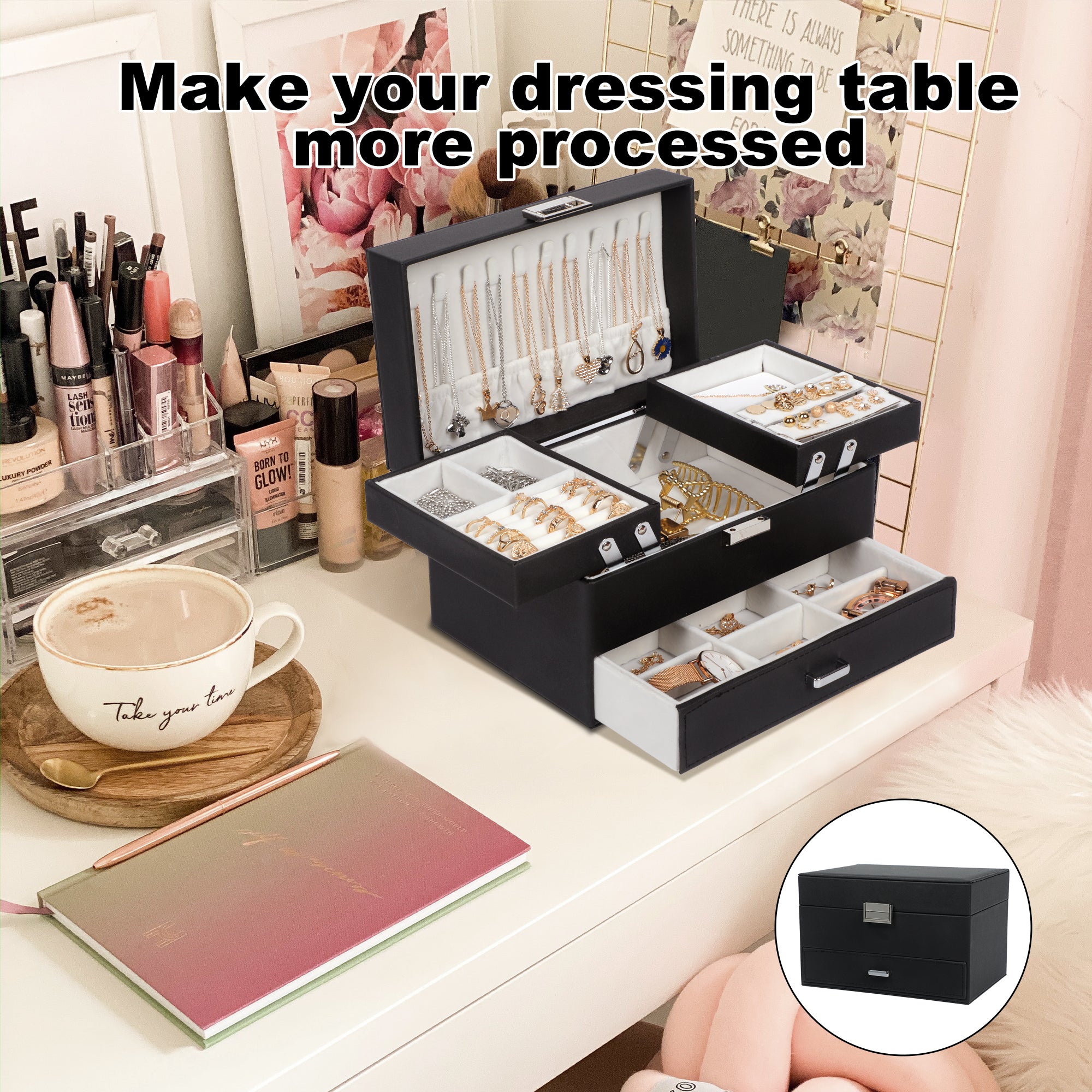 Expandable and compact jewelry storage box