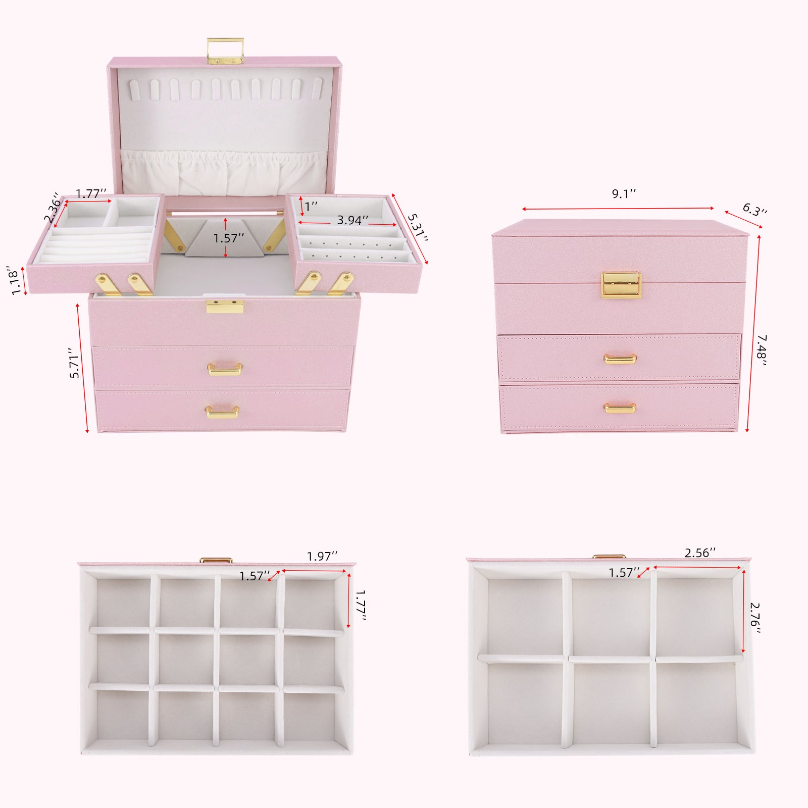 Compact Jewelry Organizer with Smart Layout(Gold)