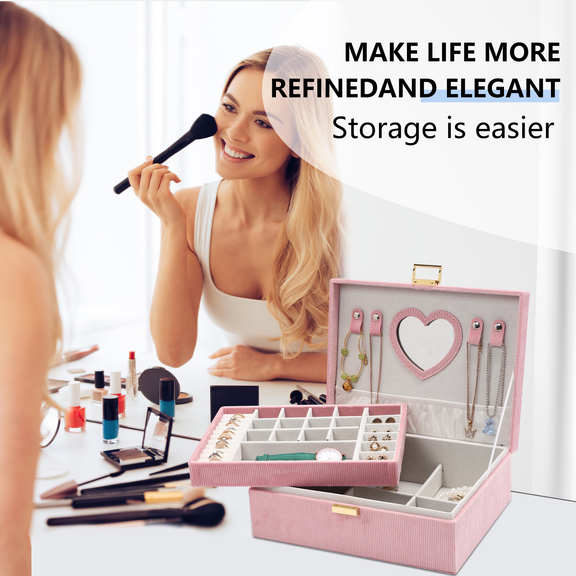 2-Layer Large Capacity Velvet Jewelry Organizer Box