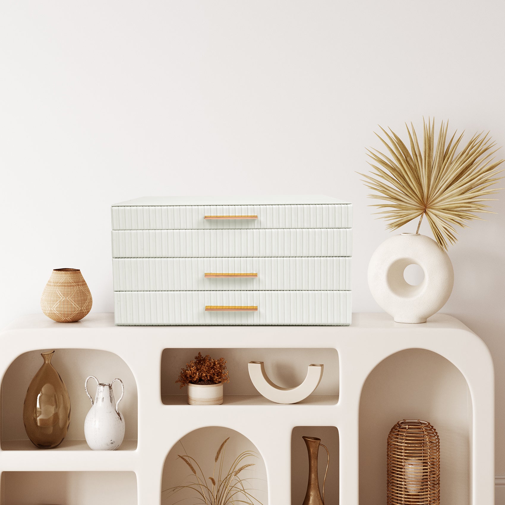 3-layer jewelry storage box with two drawers