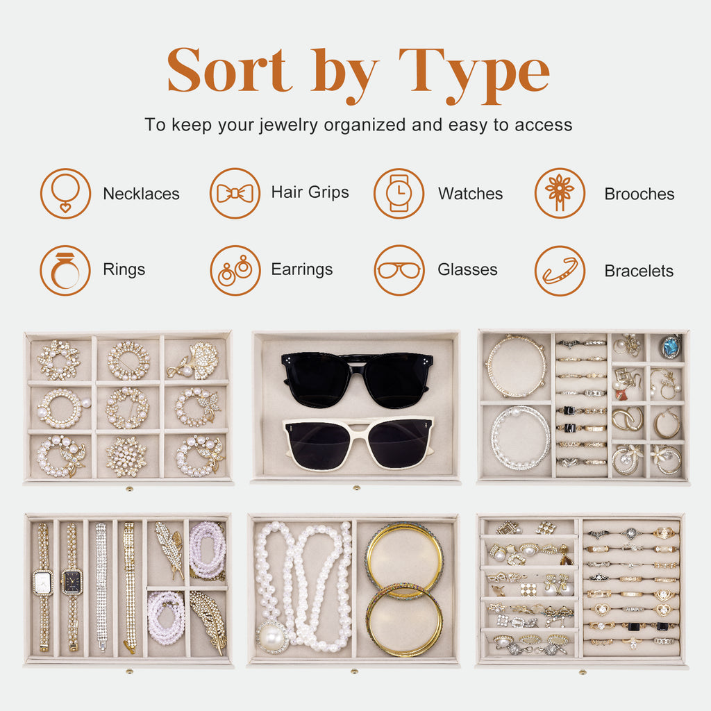 Large capacity and multi-functional 6-layer storage box with mirror
