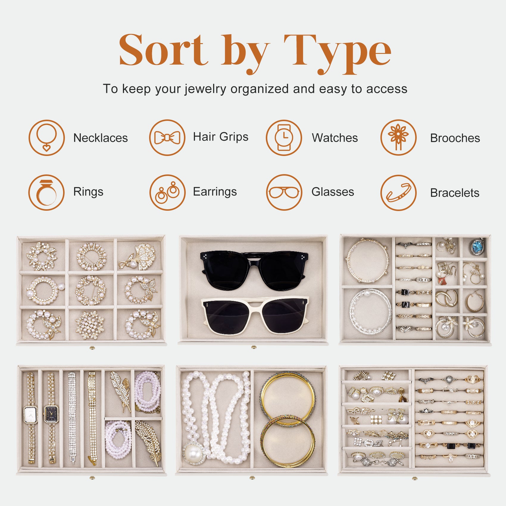 Large capacity and multi-functional 6-layer storage box with mirror