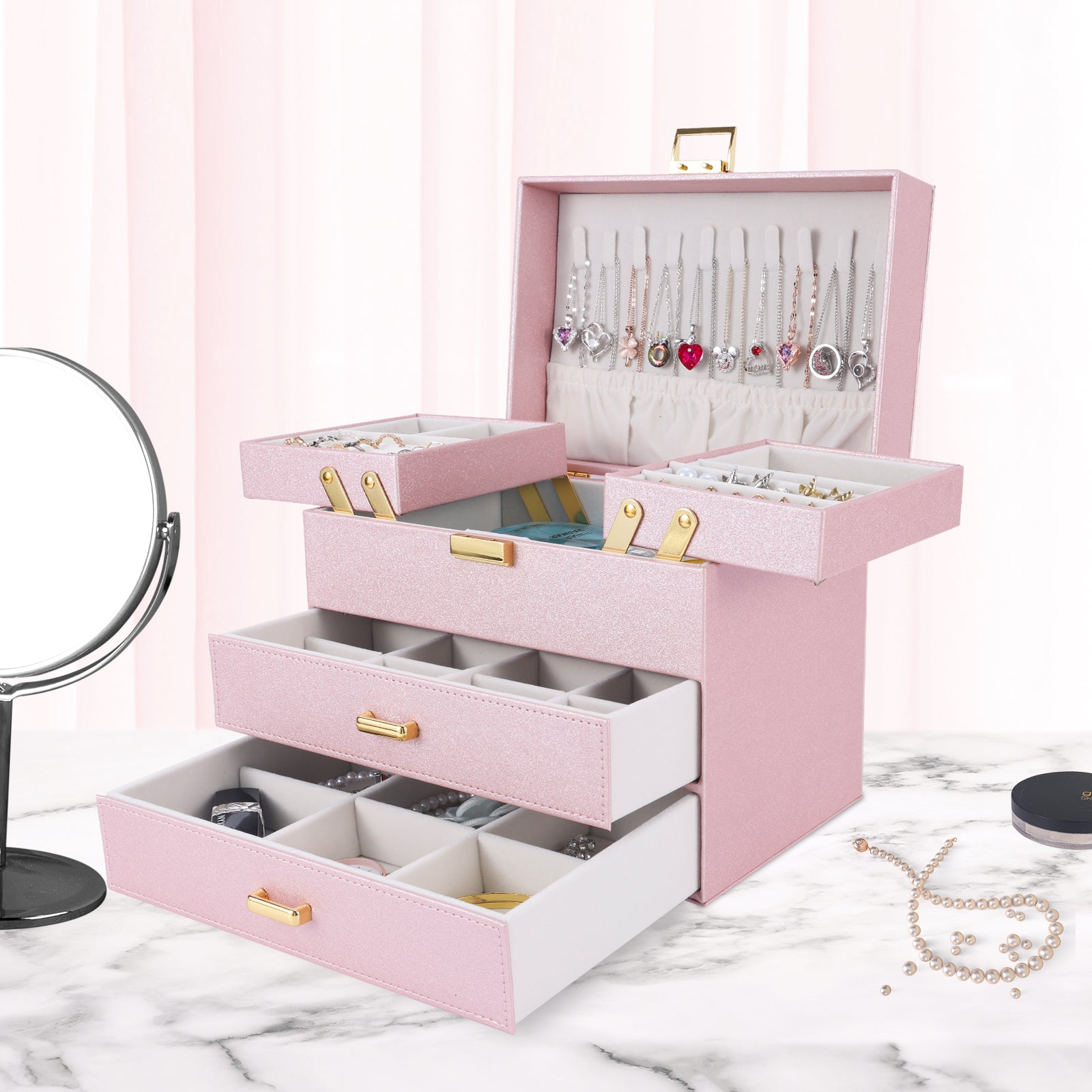 Compact Jewelry Organizer with Smart Layout(Gold)