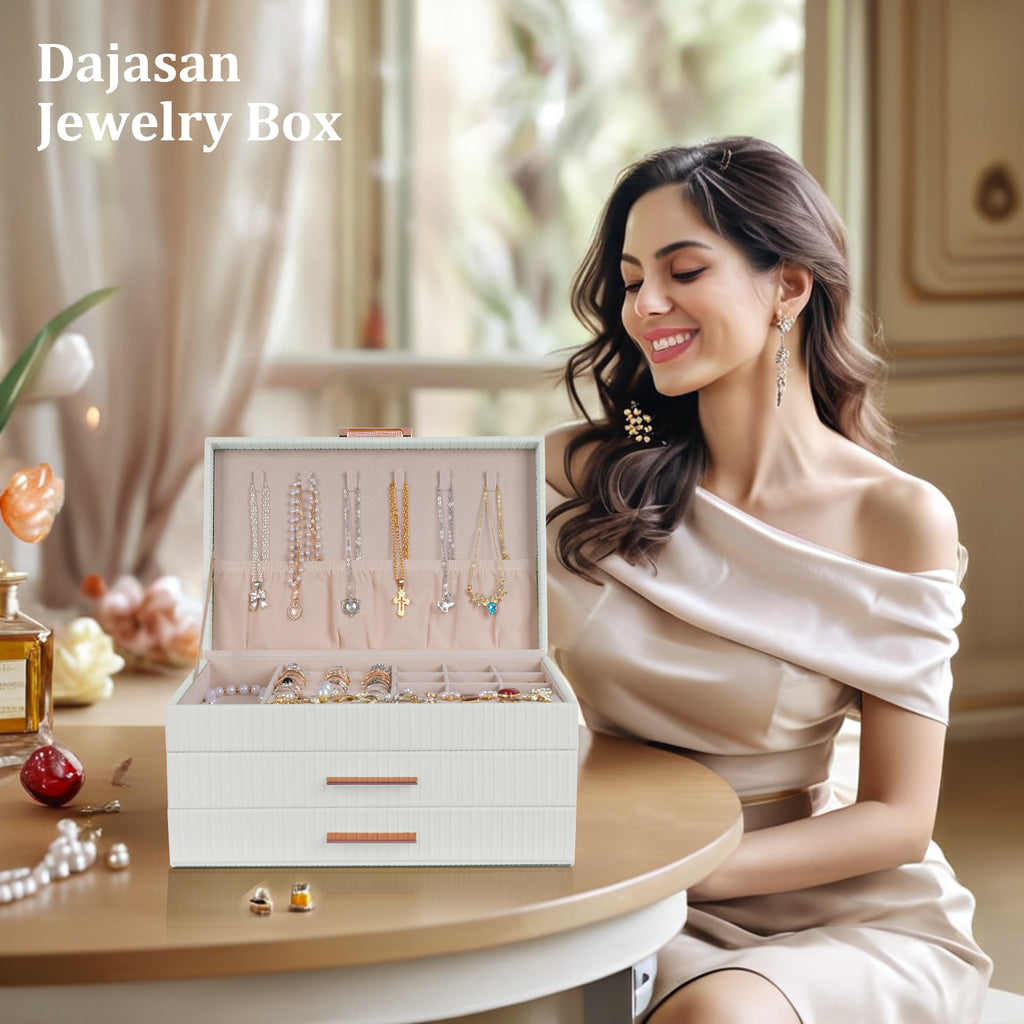 3-layer jewelry storage box with two drawers