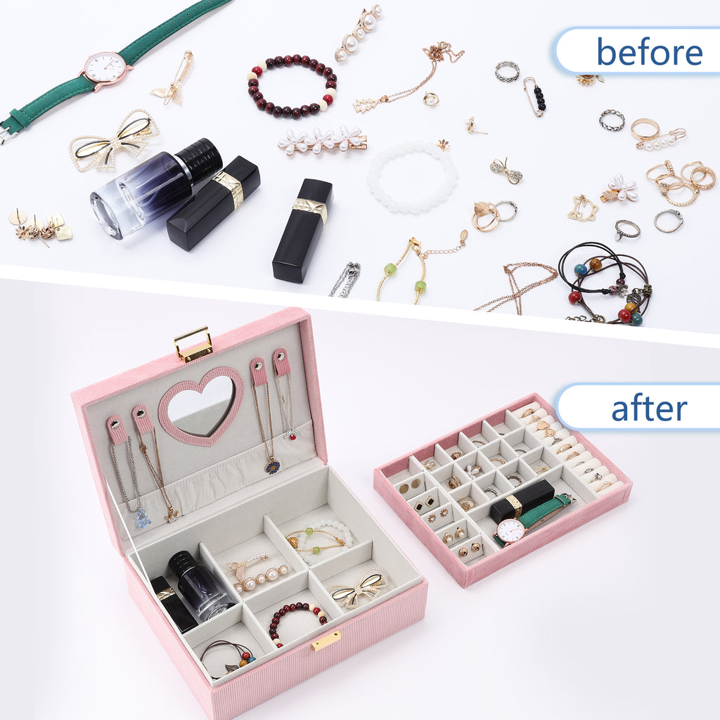 2-Layer Large Capacity Velvet Jewelry Organizer Box