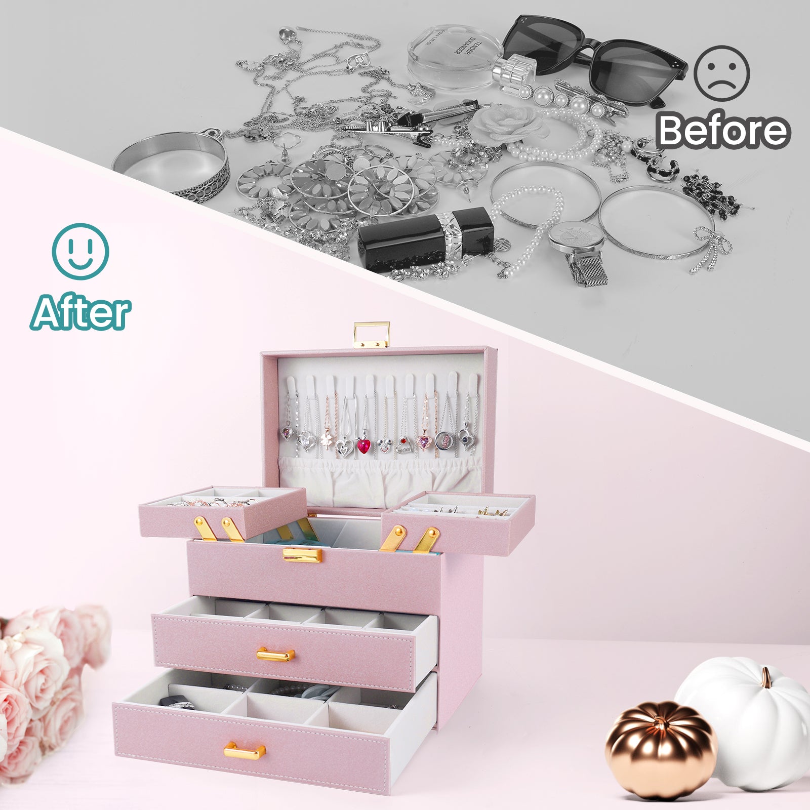 Compact Jewelry Organizer with Smart Layout(Gold)
