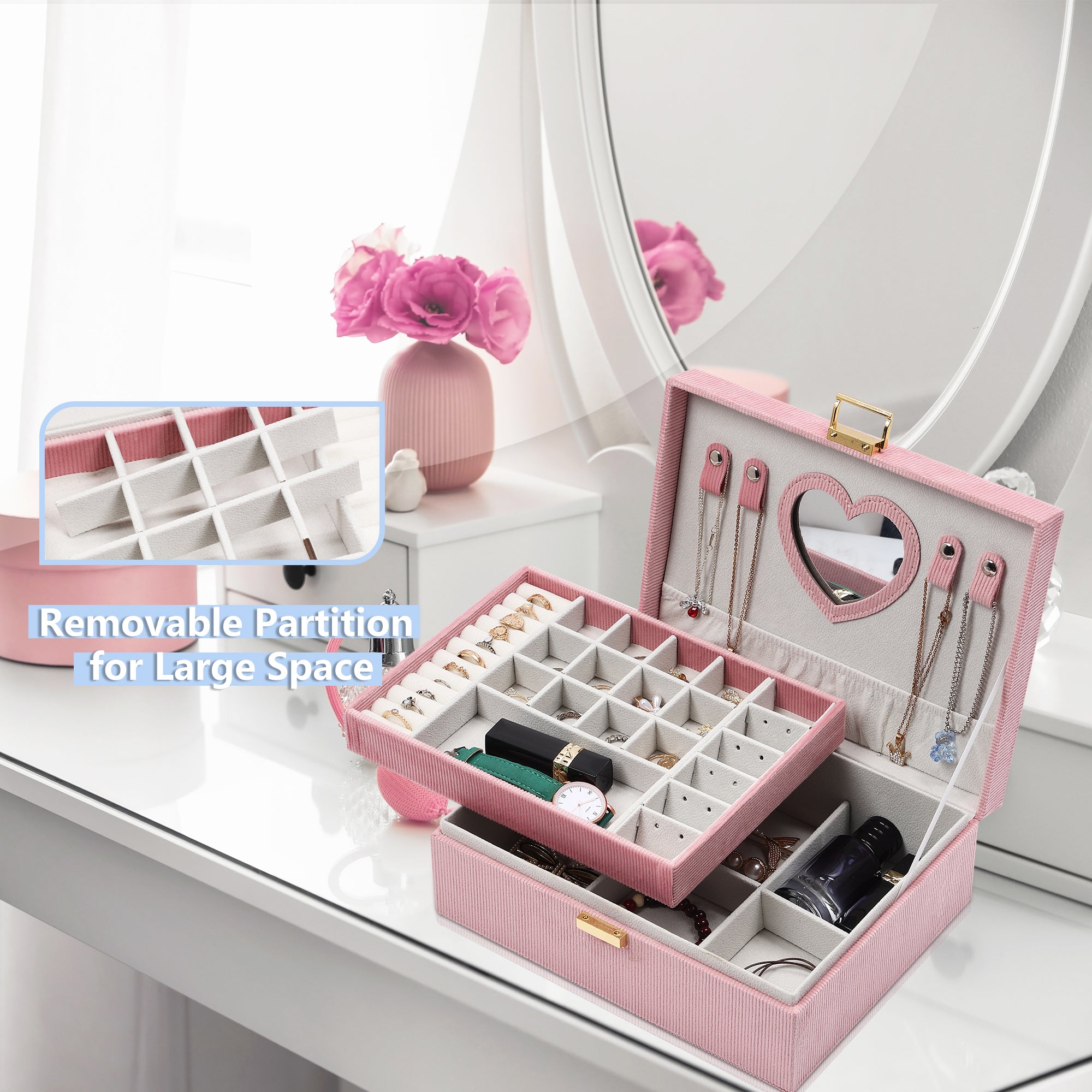 2-Layer Large Capacity Velvet Jewelry Organizer Box